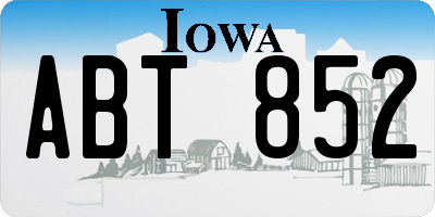 IA license plate ABT852
