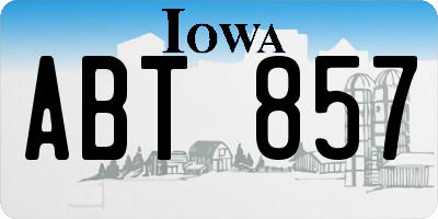 IA license plate ABT857