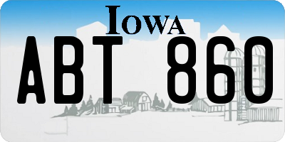 IA license plate ABT860