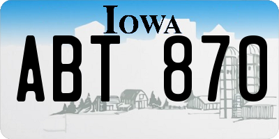 IA license plate ABT870