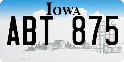 IA license plate ABT875