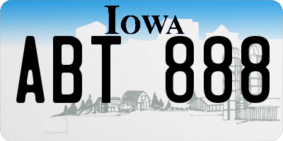 IA license plate ABT888