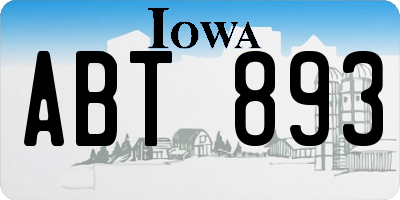 IA license plate ABT893