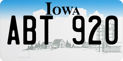 IA license plate ABT920