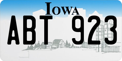 IA license plate ABT923