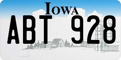 IA license plate ABT928