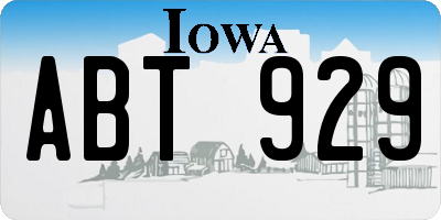 IA license plate ABT929