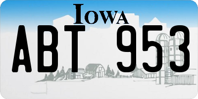 IA license plate ABT953