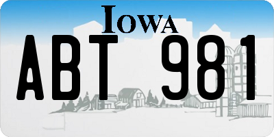 IA license plate ABT981