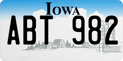 IA license plate ABT982