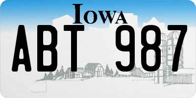 IA license plate ABT987