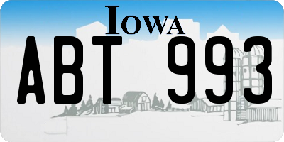 IA license plate ABT993