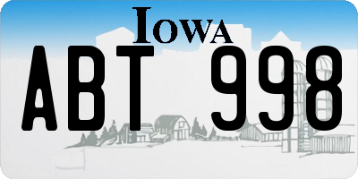 IA license plate ABT998