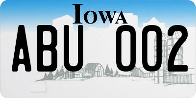 IA license plate ABU002