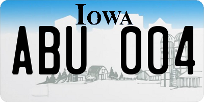 IA license plate ABU004