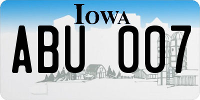 IA license plate ABU007