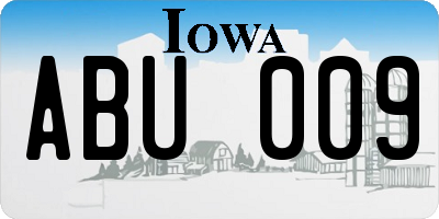 IA license plate ABU009