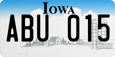 IA license plate ABU015