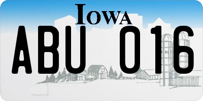 IA license plate ABU016