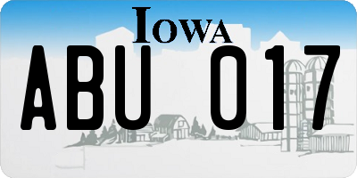 IA license plate ABU017