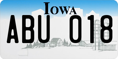 IA license plate ABU018