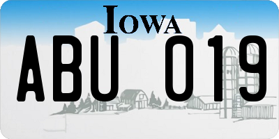 IA license plate ABU019