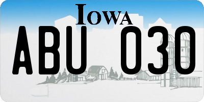 IA license plate ABU030