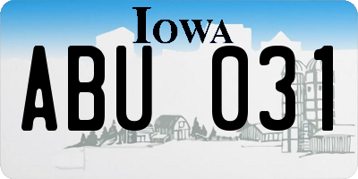 IA license plate ABU031