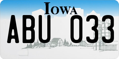 IA license plate ABU033