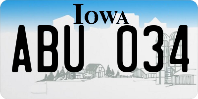 IA license plate ABU034