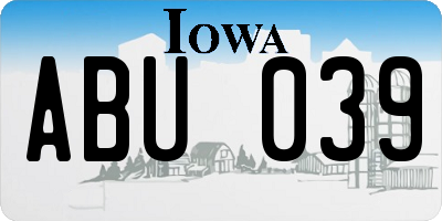 IA license plate ABU039