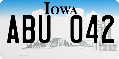 IA license plate ABU042