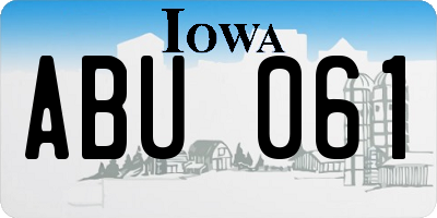 IA license plate ABU061