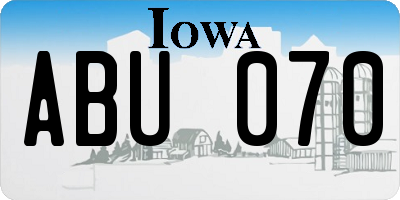 IA license plate ABU070