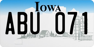 IA license plate ABU071