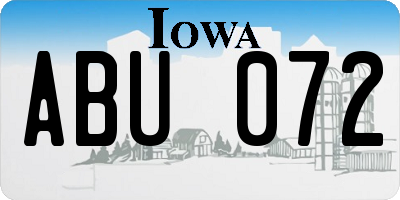 IA license plate ABU072