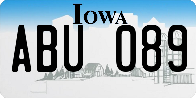 IA license plate ABU089