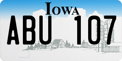 IA license plate ABU107