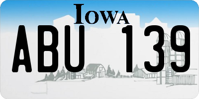 IA license plate ABU139