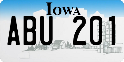 IA license plate ABU201