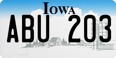 IA license plate ABU203