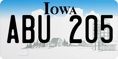 IA license plate ABU205
