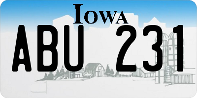 IA license plate ABU231
