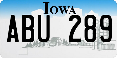 IA license plate ABU289
