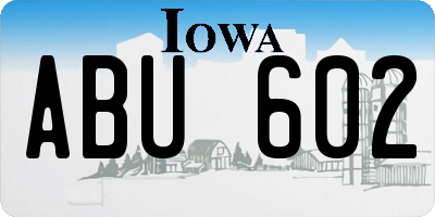 IA license plate ABU602