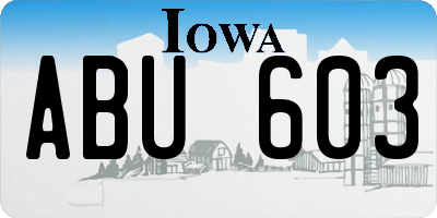 IA license plate ABU603