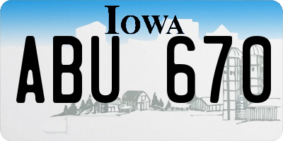 IA license plate ABU670