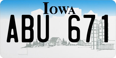 IA license plate ABU671