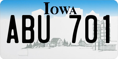 IA license plate ABU701