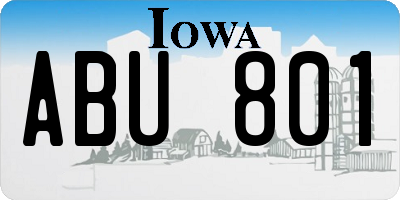 IA license plate ABU801